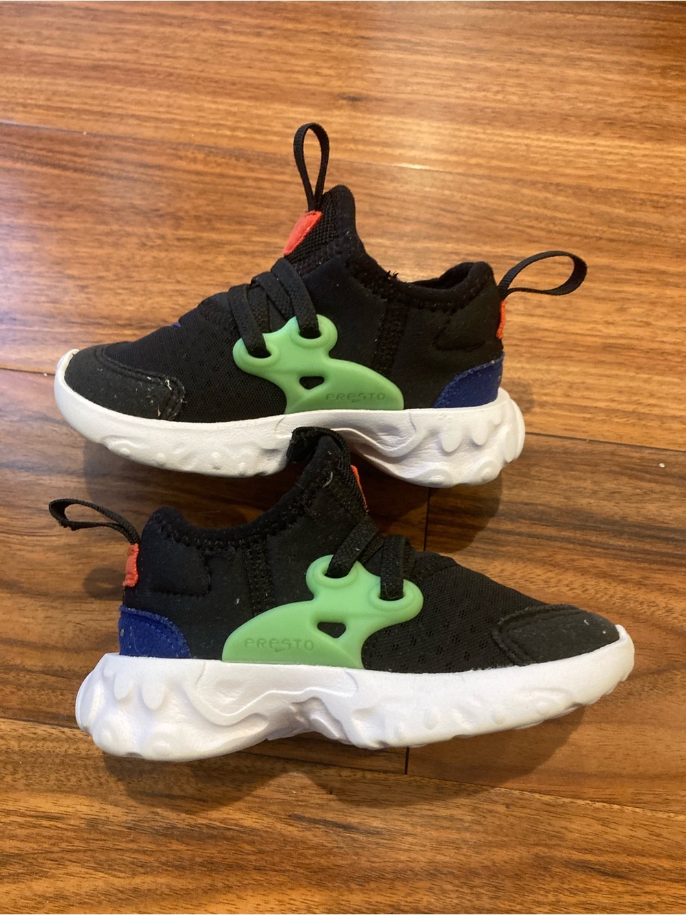 BOY'S NIKE RT PRESTO (TD) BLACK/GREEN NEBULA TODDLER'S SHOES SIZE 6C
